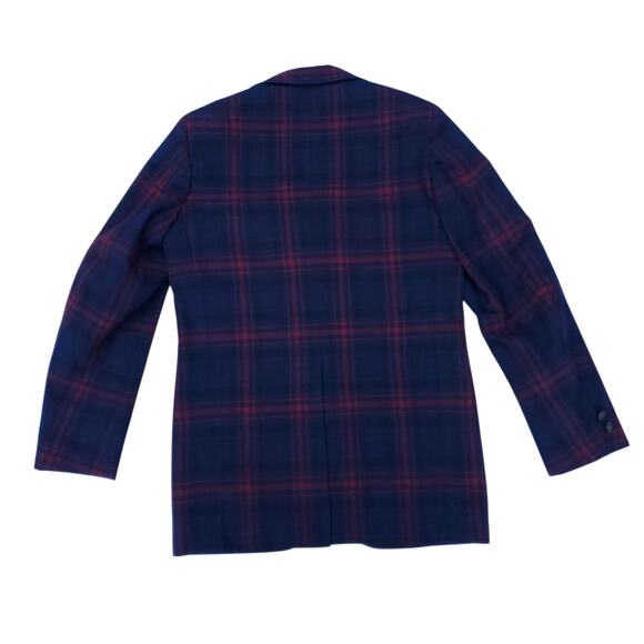 Vintage McDonogh School 100% Wool Uniform Blazer Jacket Blue Red Plaid Sz 34R - Picture 9 of 15
